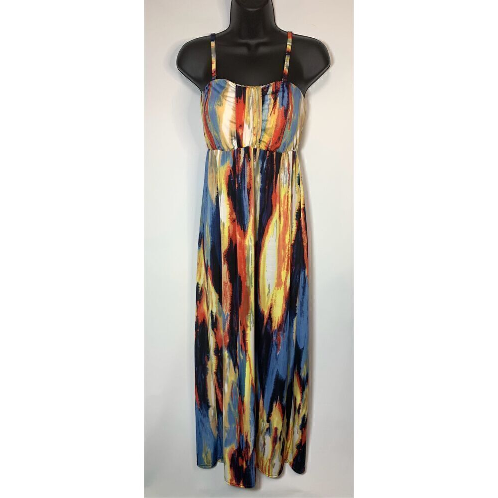 646 Main Women's Tie Dyed Spaghetti Strap Maxi Dress Multicolor Size S/M